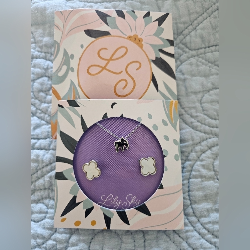 Brand NEW! Lily Sky Silver Karma Necklace & Earrings Set NWOT